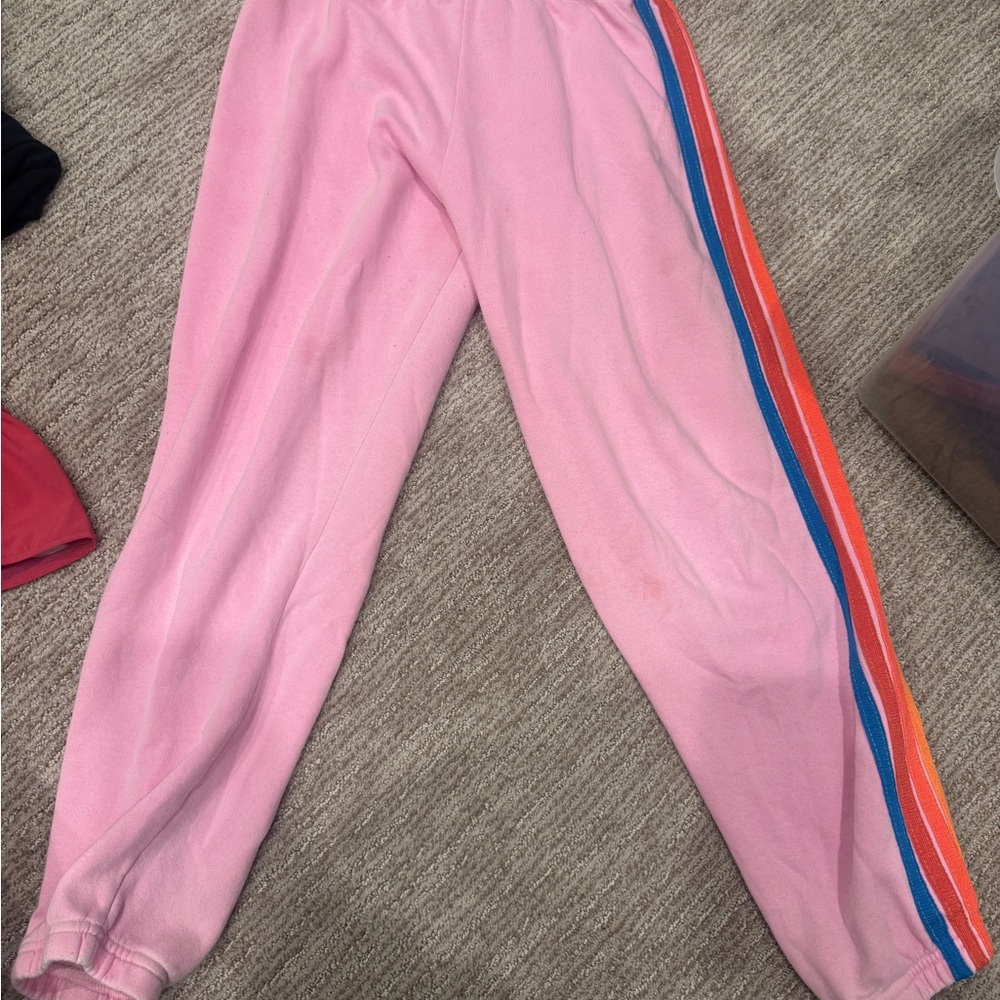 Aviator Nation Pink Joggers with Stripes